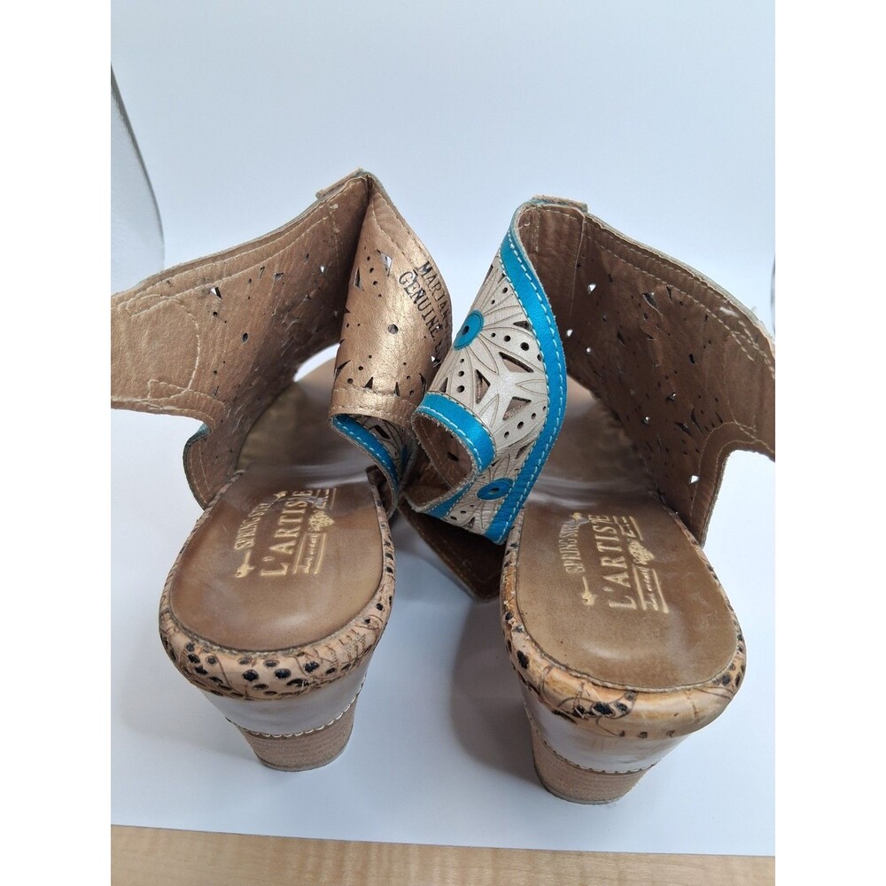 L'Artiste Spring Step Marjan Women’s Sz 38 7.5-8 Cutout Leather Heeled Sandals - Picture 11 of 11